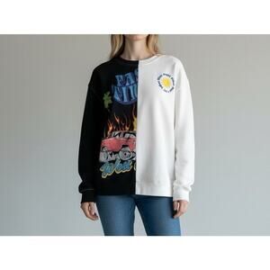 Forever 21 West Coast Vibes Split Graphic Print Streetwear Sweatshirt Top Size M